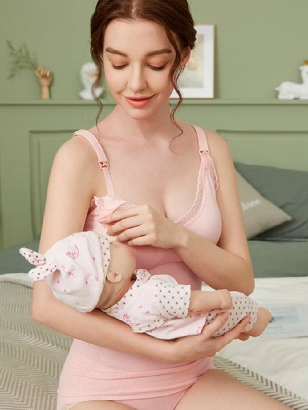 New Baby Pink Maternity Nursing Bra Tank Top Camisole